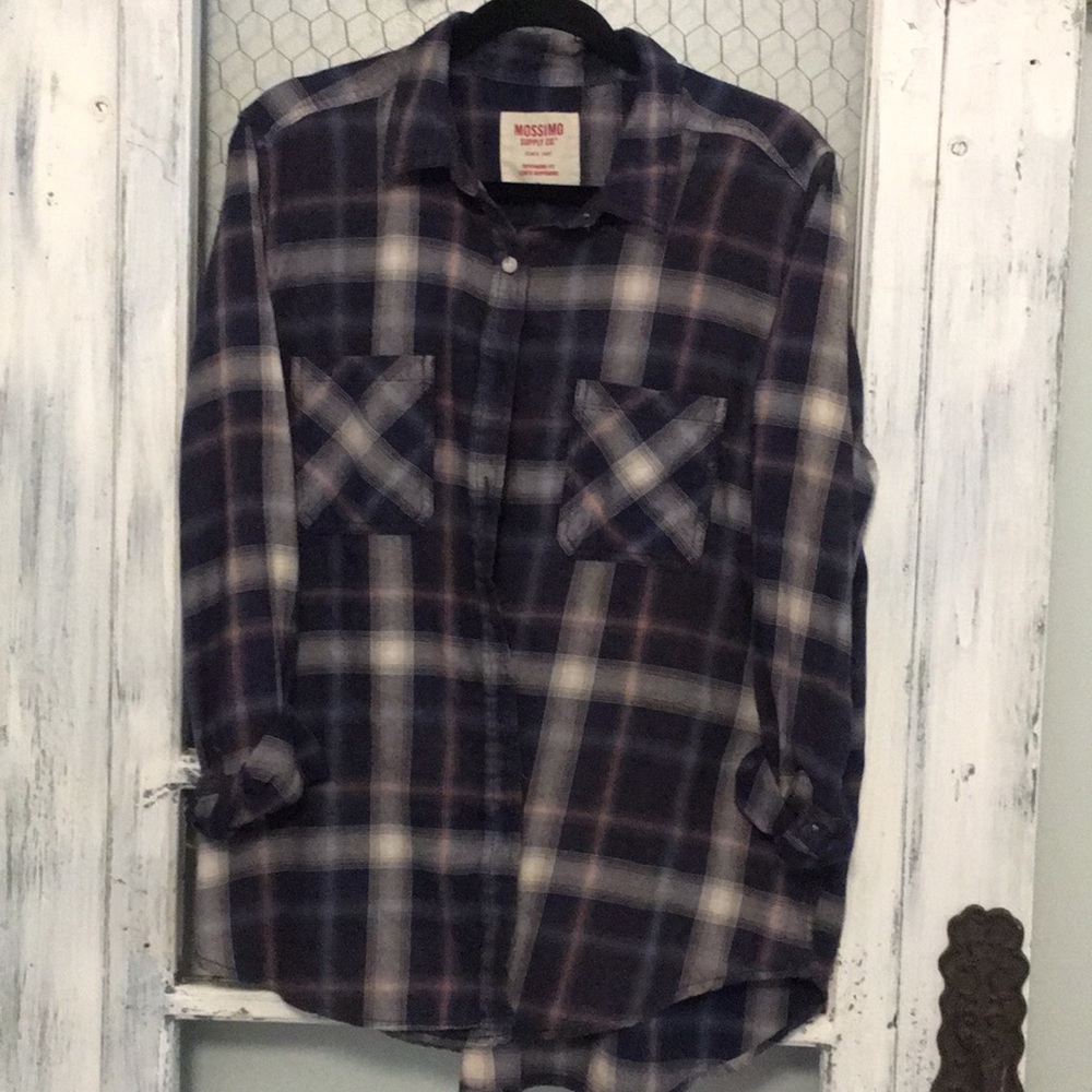 Navy and pink flannel